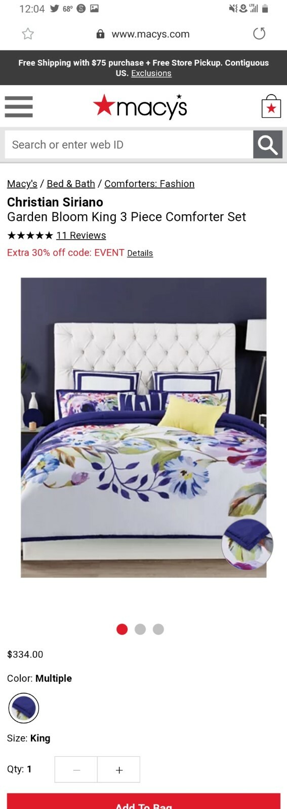 Comforter Set King Size Garden Bloom Floral Polyester 200 Thread