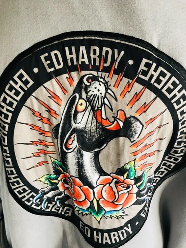 NEU ED HARDY GRAU & SCHWARZ FLEECE PANTHER DESIGN MORGENMANTEL MORGENMANTEL GRÖSSE S/M - Bild 3 von 10