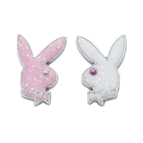 Playboy Schmuck Set Halskette Ohrringe Silber Swarovski Kristall Rosa Hase Logo - Bild 5 von 12