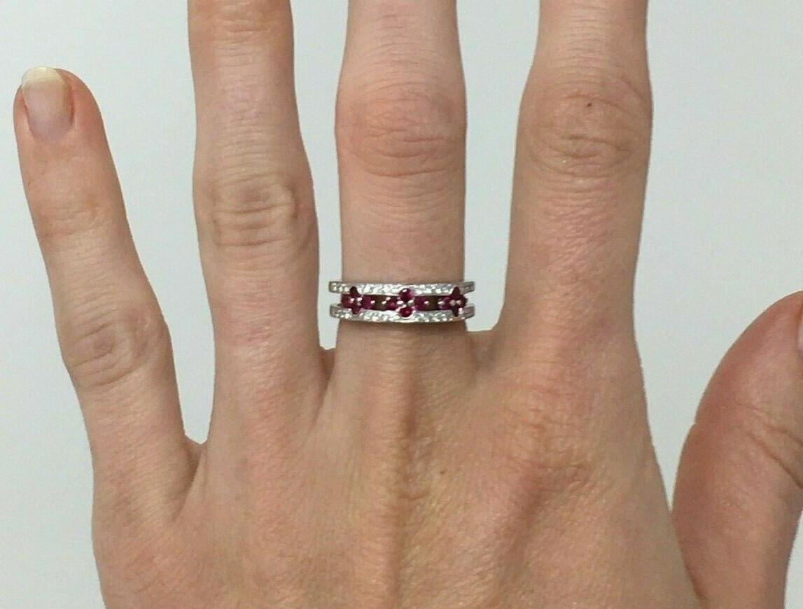 1.00 ctw Ruby & Diamond Fancy Stackable Band 18K … - image 5