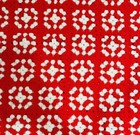 Granny Square Red White Afghan Throw Crochet Holiday Blanket Grannycore 65x51