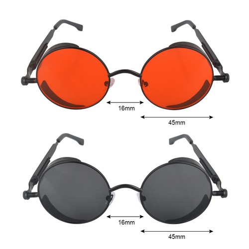 Retro Steampunk Sunglasses John Lennon Style Vintage Round Polarized Glasses US - Picture 10 of 14