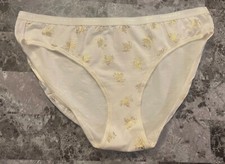 NWT VICTORIA'S SECRET XL IVORY GOLD LEAF PICOT LOGO VINTAGE RARE BRIEF PANTIES