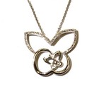 925 Sterling Silver .10ct diamond Double Butterfly pendant necklace 5.9g 18" — photo 1