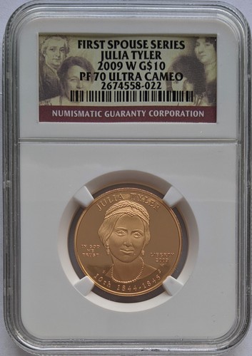2009 Julia Tyler Proof NGC PF70 PR70 Box COA 1/2 Oz Gold First Spouse $10 Coin - Picture 3 of 7