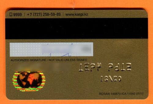 KAZAKHSTAN: debit card Mastercard (MC) KASPI Bank chip KASPI GOLD NONAME RARE - Picture 2 of 2