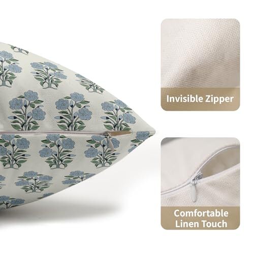 Floral Block Print Lumbar Pillow Covers 12x20 Set of 2 12x20 inch Blue Green - Foto 3 di 7