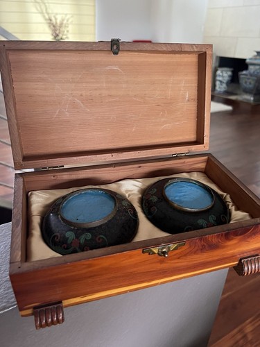 Chinese Antique Cloisonne Dish 1 Pair with Box "4 (W) MD912