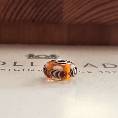 TROLLBEADS Unique Brown & White Bee Bead LAA 925S NEW! Rare Find, on Amber Glass - Picture 4 of 4