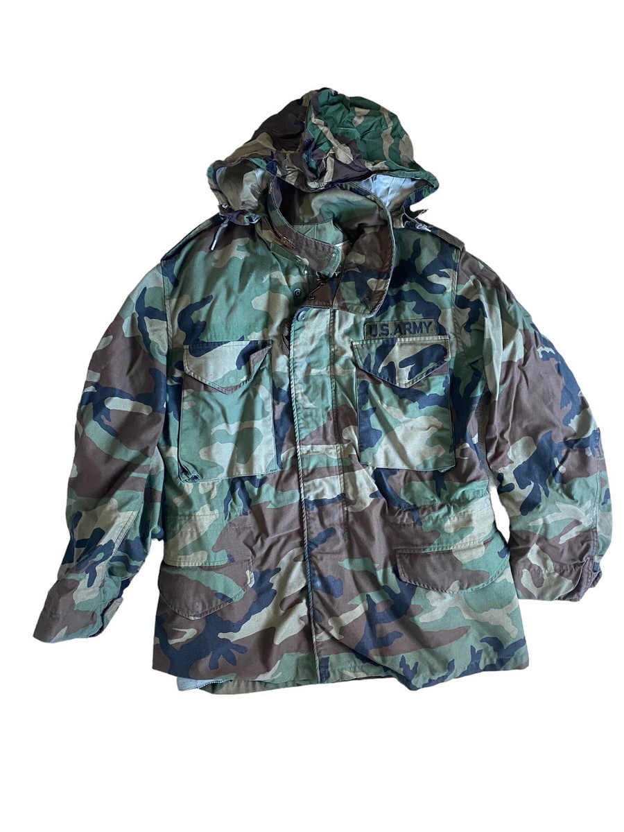 1982 US Army M65 Woodland Cold Weather Medium Reg Field Coat Alpha