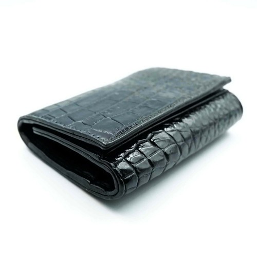 New Real Black Croc Leather Belly Skin Women Mini Clutch Coin Wallet Purse. - Picture 4 of 12