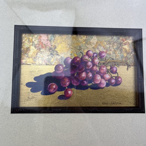 Lápiz de colores firmado enmarcado artista DAVA DAHLGRAN y pintura de hojas de metal EE. UU. - Imagen 7 de 10