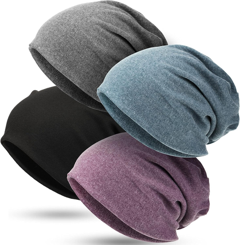 4 Pieces Slouchy Beanie Hat Sleeping Cap Baggy Skull Knit Sleeping Hat Headwear - Picture 11 of 12