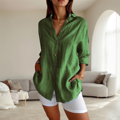 Plus Size Womens Button Down Shirts Tops Ladies Long Sleeve Solid Blouse T-Shirt - Picture 13 of 28