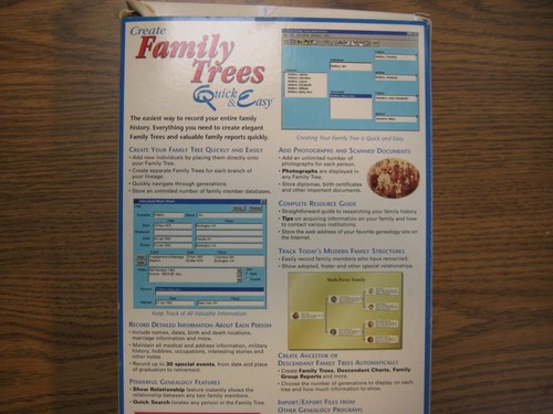 Create Family Trees Quick & Easy Genealogy PC CD Software for Win 3.1 / 95 / NT - 第 2/4 張圖片