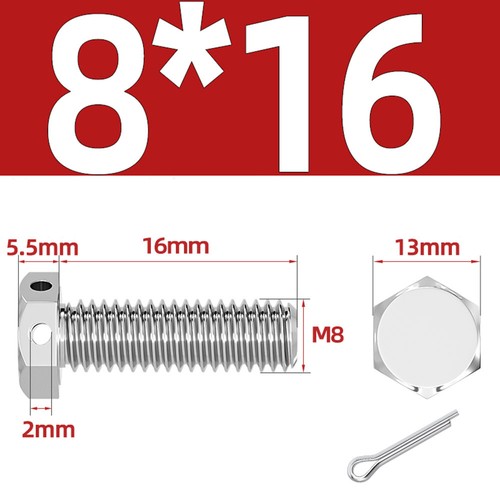 5 Stück 304 Edelstahl Sechskantschrauben mit Drahtlöchern am Kopf M6 M10 M12 M16 - Bild 22 von 69
