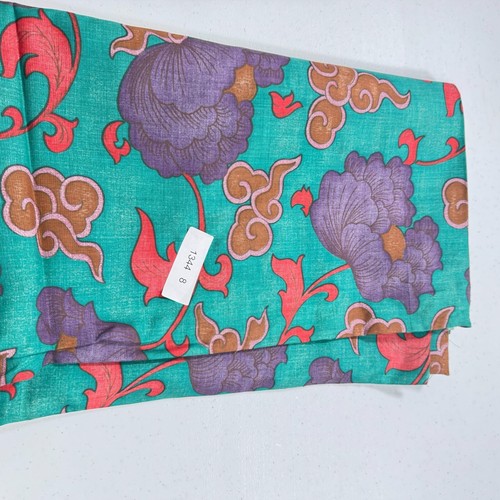 vintage cranston fabric red purple floral cotton blend 46x138 3.8 yard usa - Picture 6 of 7