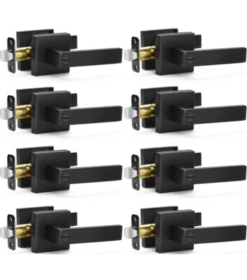 Privacy Door Levers, 8 Pack Matte Black Door Handles Heavy Duty Bed and Bath New