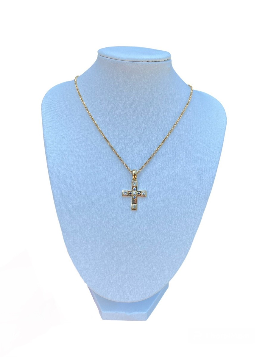 Rare Cartier 18K Yellow Gold Byzantine Diamond Sapphire