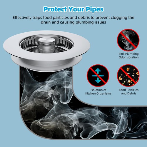 Stainless Steel 3 in 1 Kitchen Sink Drain Strainer trainer Stopper Drain Basket - Picture 35 of 61