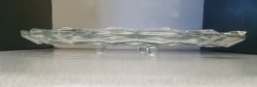 Indiana Glass Whitehall Cubist Crystal Three-Toed Glass Cake Plate+Scalloped Rim - Picture 8 of 11