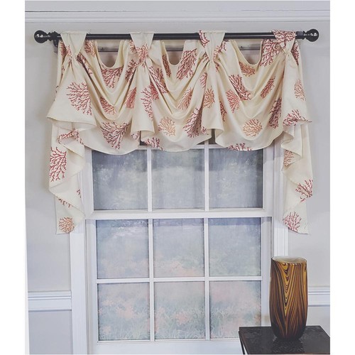 RLF Home Classic Deep-Sea Victory Swag 3-Scoop Window Valance 50" x 25" Coral - Bild 2 von 4