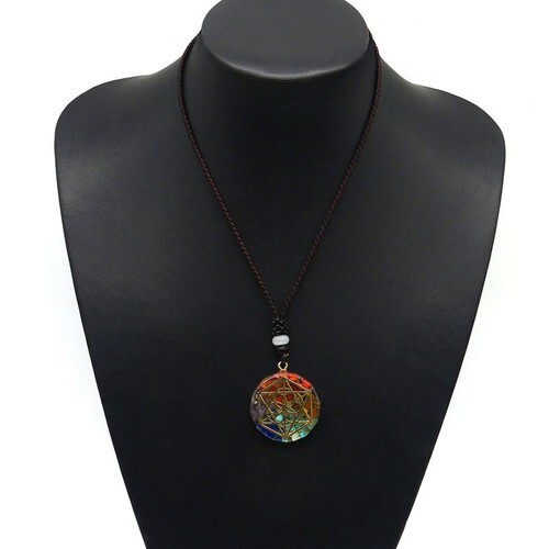 Energy Generator Amulet 7 Chakras Pendant Necklace Meditation Neck String Chain - Bild 4 von 23