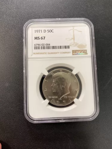 1971 D KENNEDY HALF DOLLAR NGC MS-67 - UNCIRCULATED - CLAD - CERTIFIED SLAB -50C