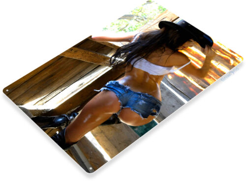 High Humidity Pin-up Girl Cowgirl Barn Farm Ranch Garage Sign Tin Sign B405 - Picture 2 of 2