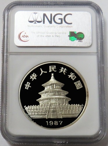 1987 SILVER CHINA 10 YUAN 1 OZ PROOF PANDA NGC PF 69 ULTRA CAMEO - Picture 2 of 2