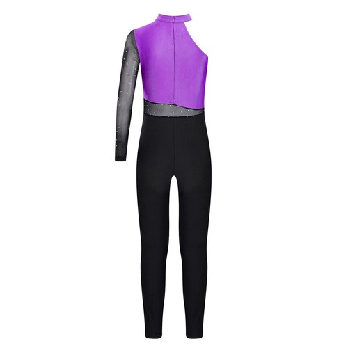 Kids Girls Gymnastic Long Sleeve Bodysuit Shiny Leotard Gym One Piece Dance - Bild 35 von 102