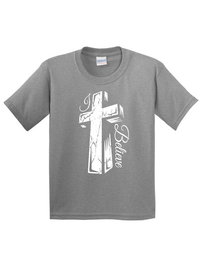 Jesus Cross Christian Believe Kids T Shirt Religious Faith Bible Church Gift Tee - Picture 13 of 13