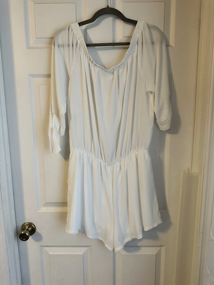 Mameluco blanco con hombros descubiertos manga larga Bisou Bisou para mujer talla 14 Foto 2 de 4