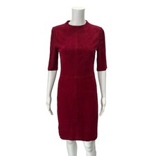 NWT $1,395 Alice+Olivia Red Lamb Leather Suede Dress Size 8