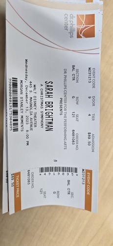 Sarah Brightman concert tickets from Orlando Christmas Symphony Tour 2023 not CD - Picture 1 of 2