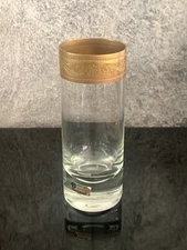 Set of 10 Bohemia hand made long cocktail glasses with gold edge