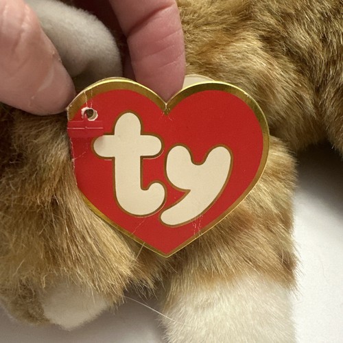 Vintage 1995 TY Beanie Buddies Al E. Kat 12 Zoll Orange Tabby rotes Band Plüschkatze - Bild 5 von 11