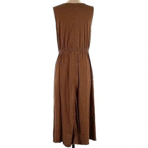 Vince ärmelloses Hemdkleid aus Leinenmischung mit Bindegürtel, Midi, Größe S - Bild 6 von 6