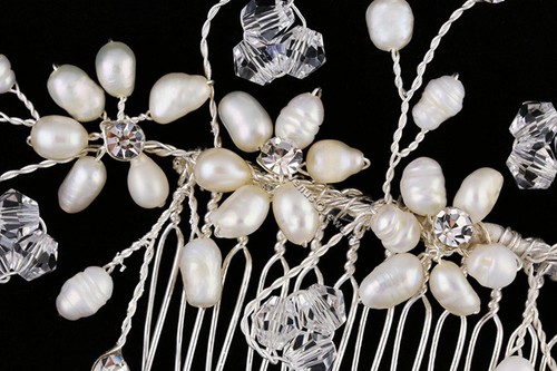 Freshwater Pearls Floral Rhinestone Crystal Bridal Wedding Tiara Hair Comb FC046 - Picture 6 of 6
