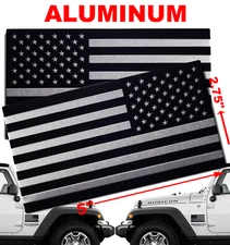  3D Metal MIRRORED US American Flag Sticker Decal Emblems SET (5" x 2.75")