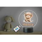Personalised Kids Animal Name Highland Cow LED Neon Night Light. Nursery Bedroom