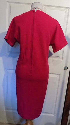 Vintage 60s 70s Magenta Wool Dress Roberta Lee Original B40 - Picture 4 of 6