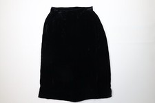 Vintage 50s 60s Streetwear Womens 28 Velvet Velour Full Length Skirt Black USA
