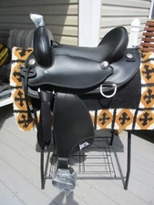NEW 16'' Black Abetta Original Western  trail saddle FQH  BARS