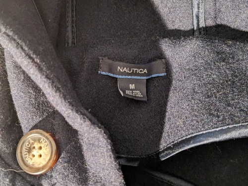 Nautica Women's Zip Blue Medium Wool Blend Pea Coat Buttons Preppy Classic - Picture 3 of 4