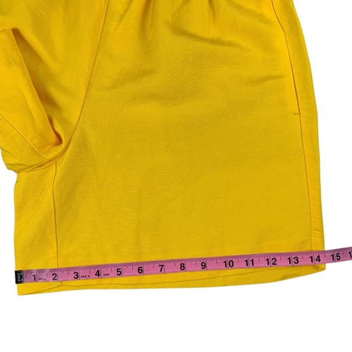 Ann Taylor Women's Shorts Medium Yellow Linen Blend Elastic Waist Pockets - Picture 7 of 9