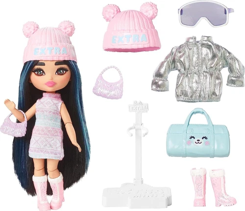 Barbie Extra Fly Minis Travel Doll Snowy Look with Icy Blue Highlights New Gift