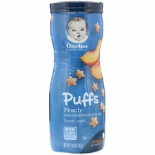 Gerber, Puffs Cereal Snack, Crawler, 8+ Months, Peach, Crawler, 1.48 oz (42 g)