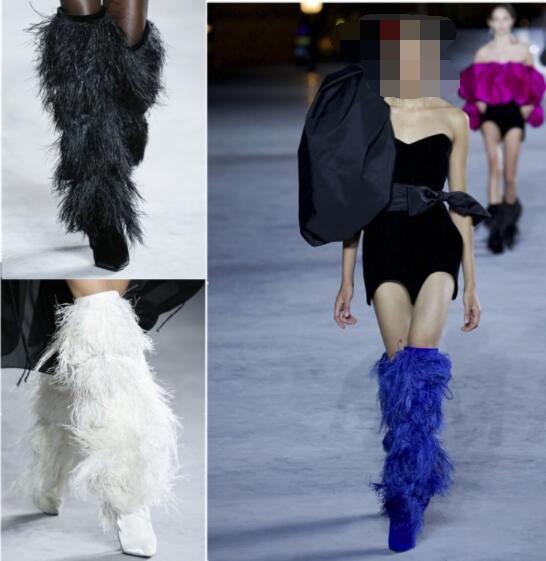 Feather thigh high boots clearance