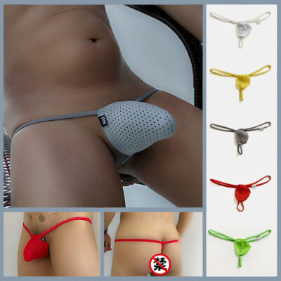 Men's Sexy Briefs No Belt Underwear Soft Mesh Bikini T-Back Tong Underpants